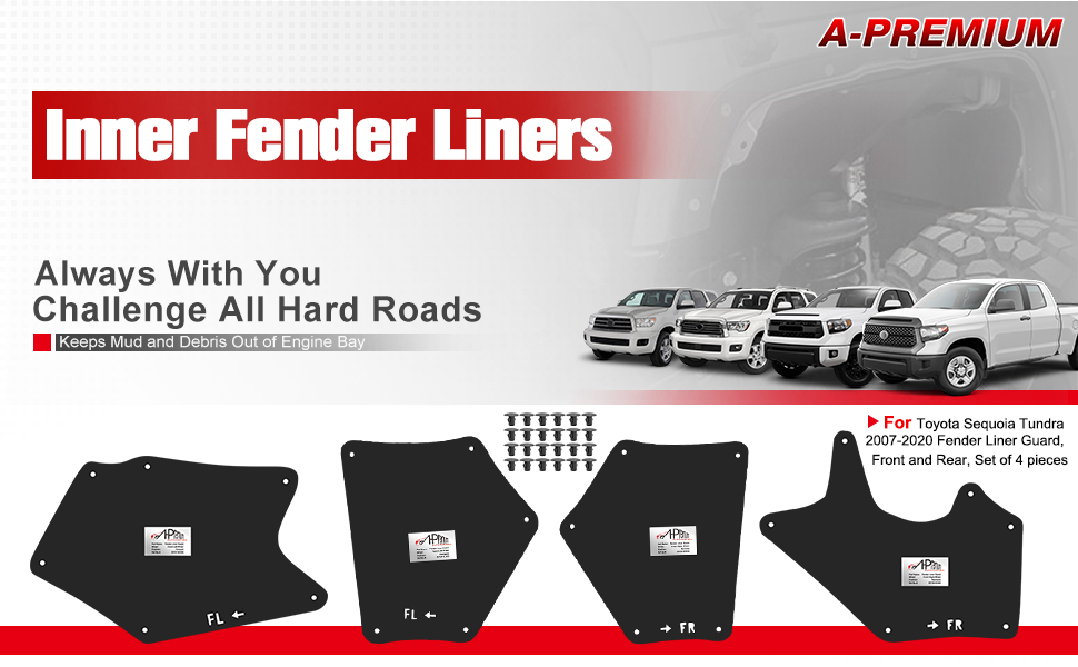 APremium Splash Guards Fender Liner Shields Compatible with Toyota