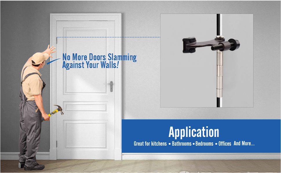 HOMOTEK 6 Pack Hinge Pin Bright Brass Door Stopper, Gold Door Stops, Adjustable Deluxe Heavy