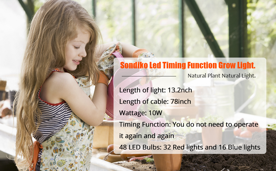 Full Spectrum Auto On Off Grow Light Strip With 3 9 12h Timer 5 Dimmable Levels For Indoor Plants Sondiko Grow Light 15 1inches Length Patio Lawn Garden Indoor Gardening Hydroponics Ekoios Vn