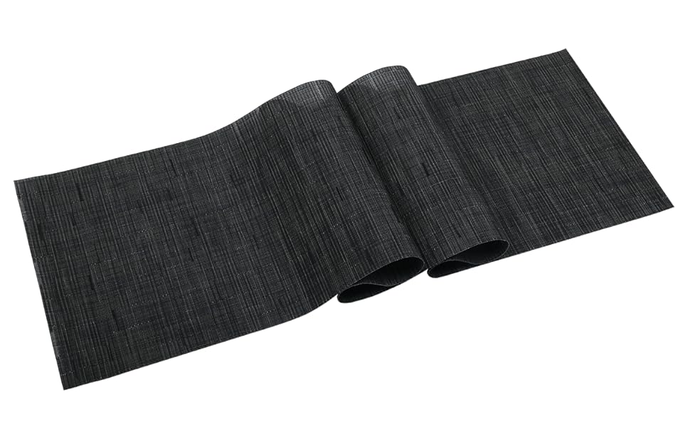 SHACOS Table Runner Black Woven Vinyl Table Runner Heat Resistant
