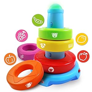 educational learning activity stack toy tower colors animals music song sound babies toddlers