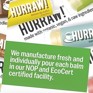 HURRAW Organic Vegan Cruelty Free Non GMO Gluten Free All Natural Luxury Lime Lip Balm