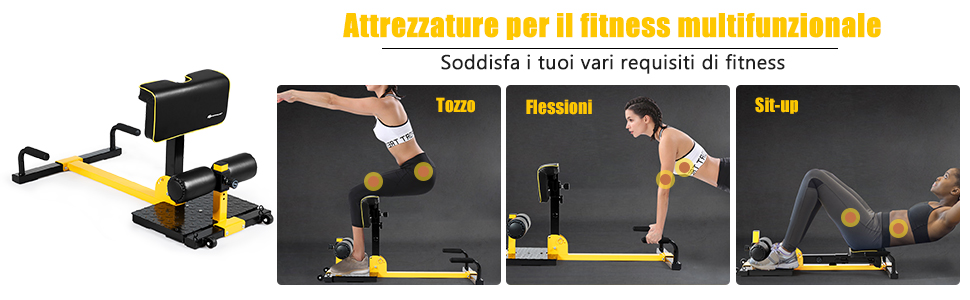 COSTWAY Panchina Fitness 8 In 1, Squat Multifunzione Attrezzature Per Il Fitness, Allenamento Core E Gambe, Esercitazione Sit-up E Push-up, Allenatore Del Corpo, Antiscivolo 11 2