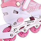 WeSkate Rollers Enfant Confortable avec Roues Taille Ajustable Patins à roulettes Filles et Garçons Taille S M L (Rose,Bleu) FDS