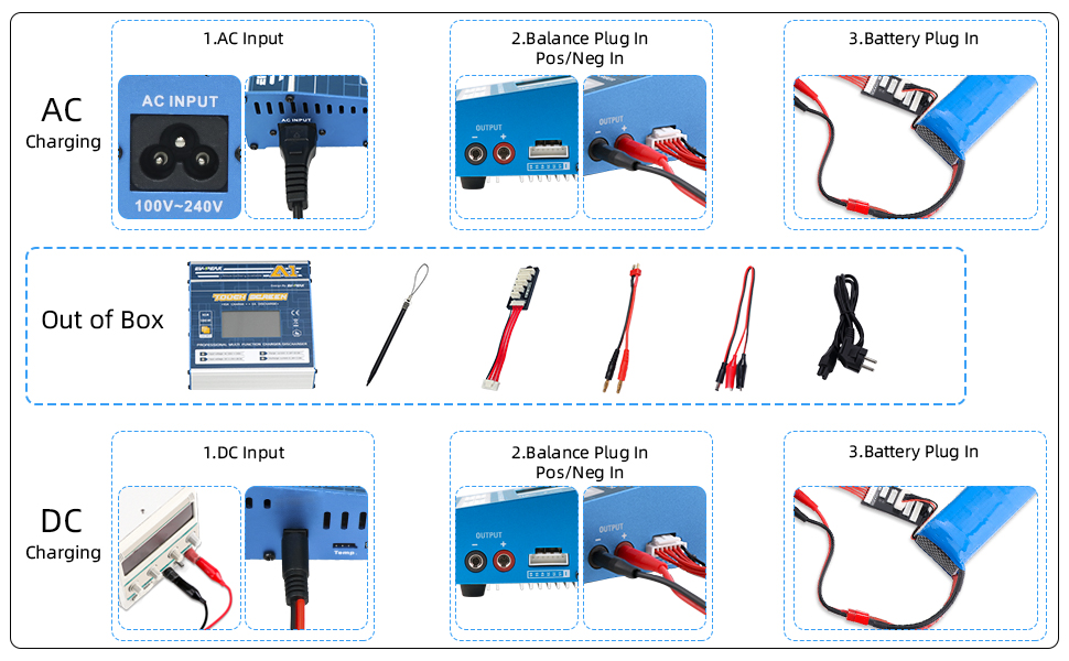 AC/DC 100W/10A Balance Charger Discharger for LiPo LiHV Life NiMH NiCd Pb Batteries