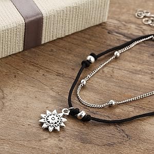 black rope sunflower charm anklet foot chain beach boho jewelry for women girls 