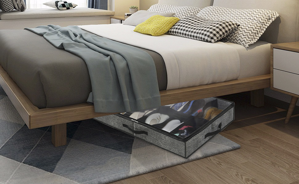 Foldable Underbed Shoe Storage with Clear Window