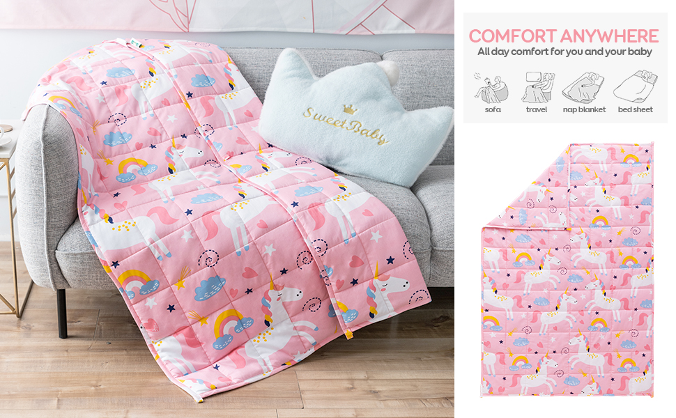 Cottonblue Weighted Blanket for Kids 3lbs 36 x 48, 100 Natural Cotton