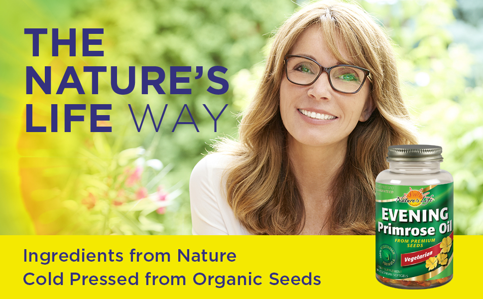 Nature's Life Evening Primrose Oil, Vegetarian PMS & Menopause Hormone Balance Skin 90ct, 90 Serv.