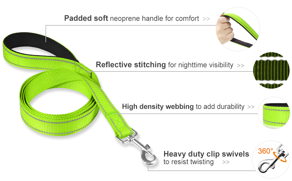 Joytale 1216 inches Dog Collar and 6FT Leash, Reflective Soft Neoprene Padded Pet