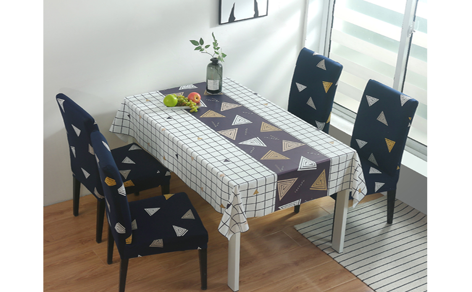 MAC LAWRENCE Home PVC Dining Table Cover 4 Seater and Chair Covers Set
