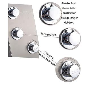 SUGUWORD Bathroom Shower Panel Tower System LED Stainless Steel With 5 Function Shower Head Handheld Shower Massage Jets Brushed Nickel 13 shower tower panel