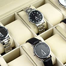 New Year Sale Styleys Watch Box Organizer Watch Case Watch Storage Box Organizer 10 Slots (W05, Black) - Faux Leather 14 Watch Organiser