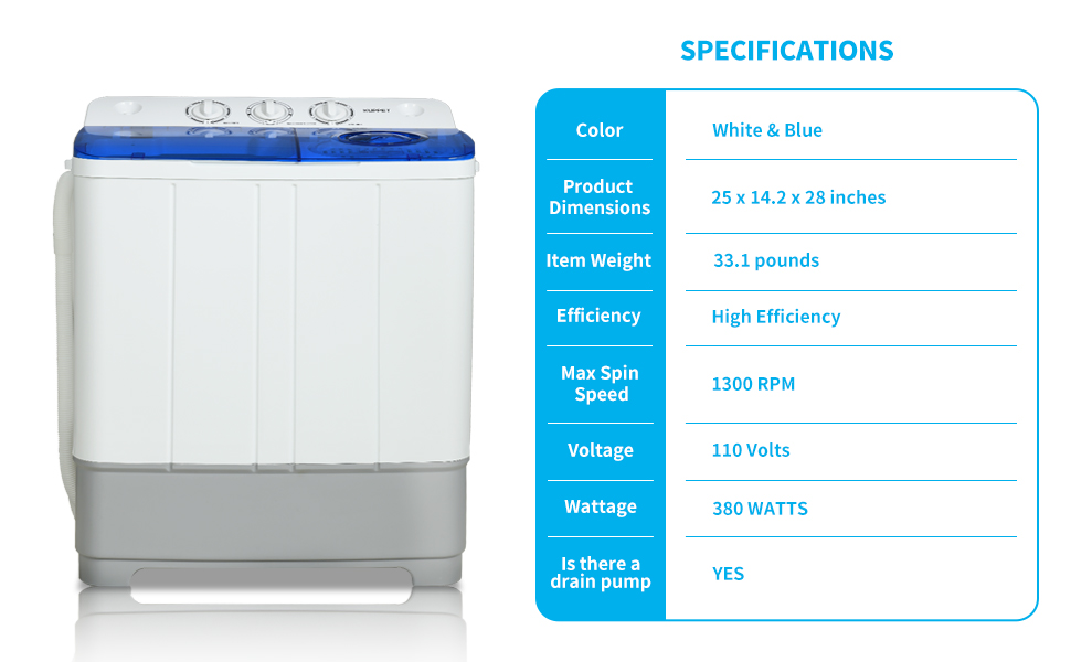 Portable Washing Machine, KUPPET 21lbs Compact Twin Tub
