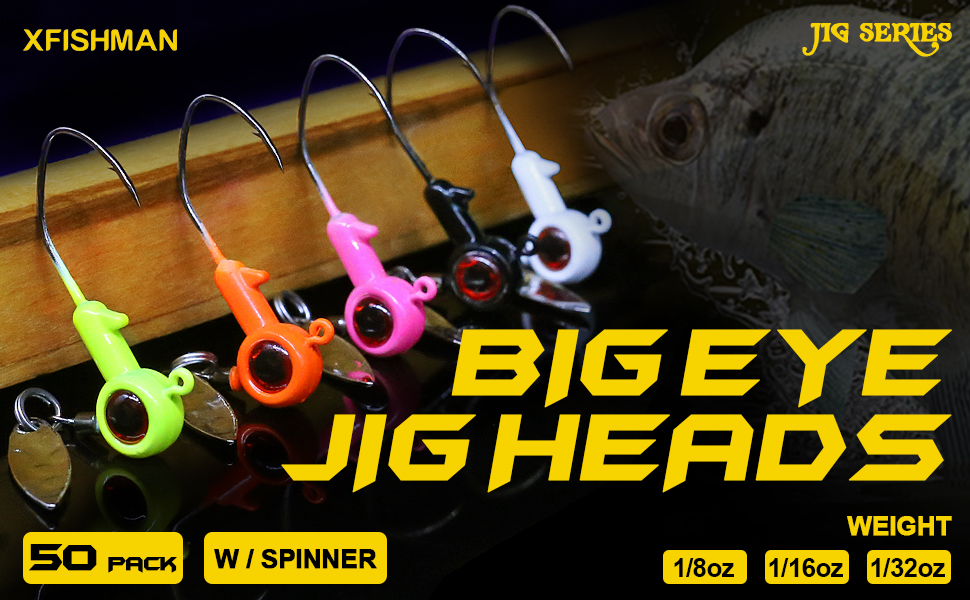 XFISHMAN CrappieJigsHeadsKit 1/8 1/16 1/32oz 50 Pack