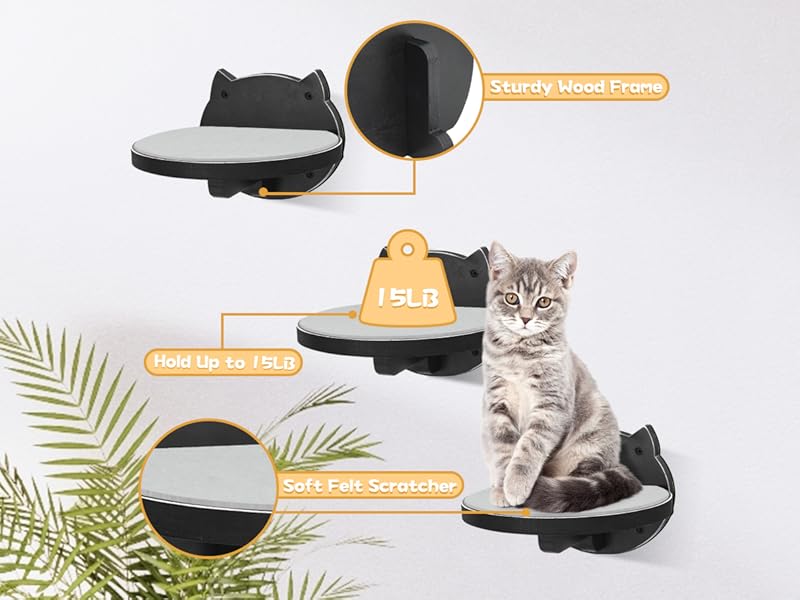 Cat Hammock Cat Wall Shelves with Plush Cushion, Cat