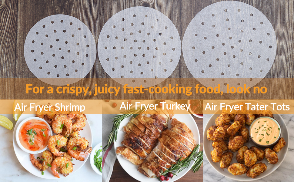 Air Fryer Disposable Paper Liner 200 Pack, 8" Perforated