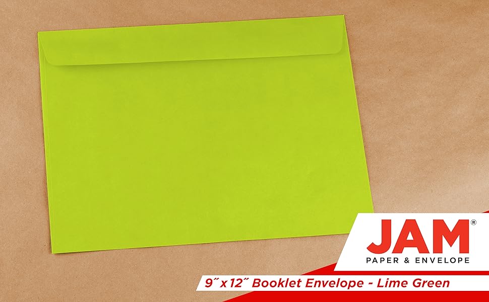 lime green 9 x 12 booklet envelopes
