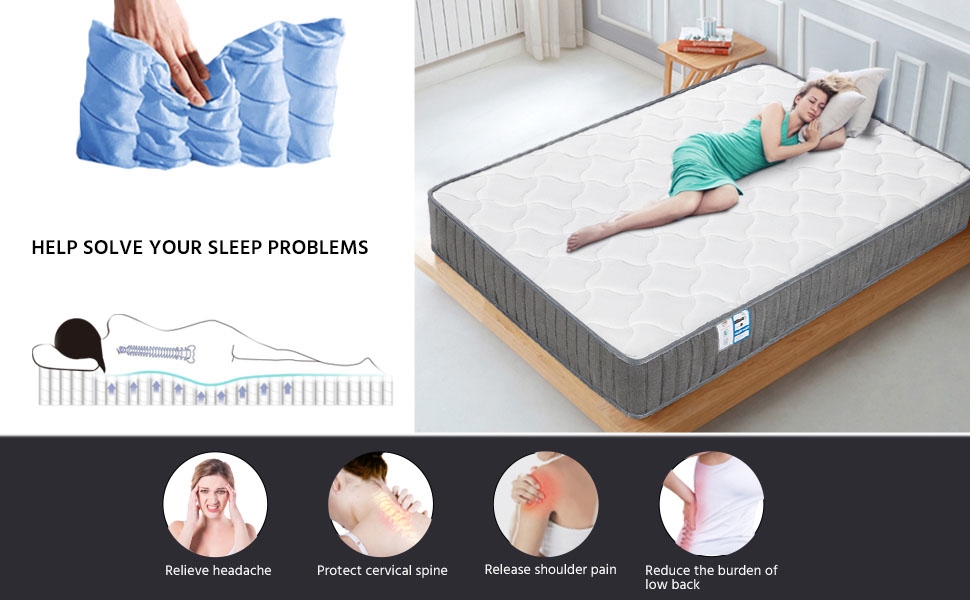 Yaheetech 4ft6 Single Mattress 8.7 Inch Deep Memory Foam 9Zone