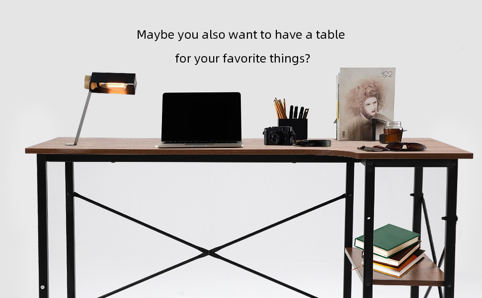 SEATZONE L Shaped Computer Desk 47" with Storage Shelves