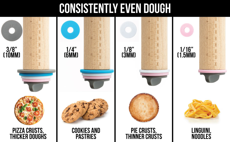 Gorilla Grip Premium Rolling Pin, Adjustable Dough Roller