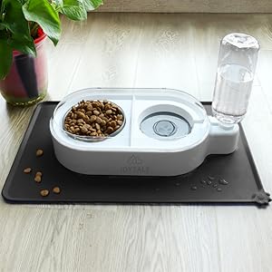 cat food mat with water dispenser