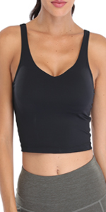 Sports Bra Womens Longline Padded Crop Tank Yoga Bras Workout Fitness Top