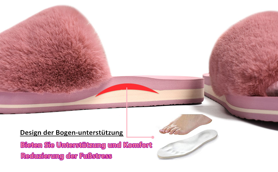 Damen Plüsch Hausschuhe Pelz Pantoffeln Latschen mit Fell fur Damen Bequem Warm Flauschige Schlappen