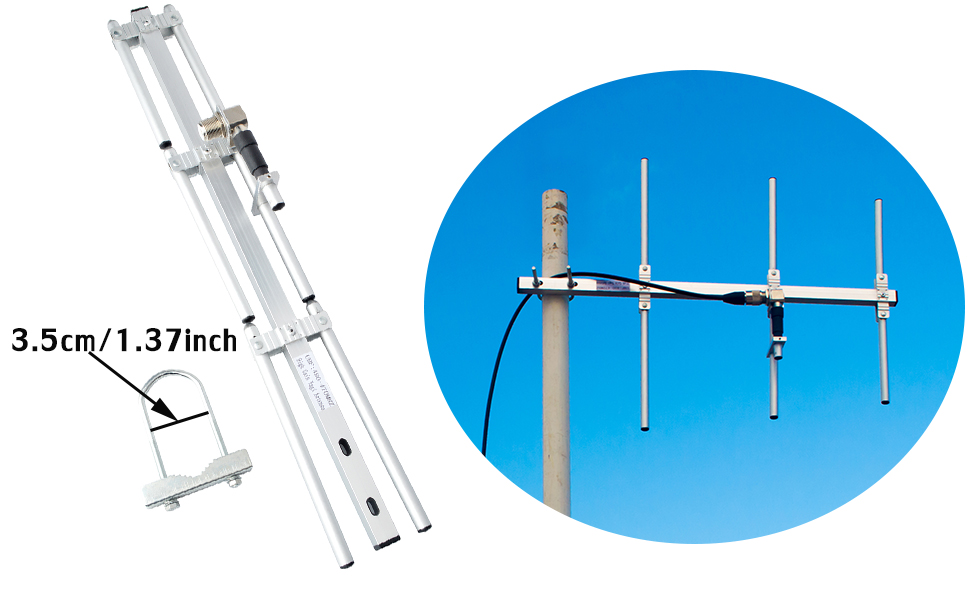 Amazon.com: HYS Outdoor Yagi Portable Installation Antenna Base Station  Yagi Beam UHF 400-470Mhz 7dbi Aerial with U-Type Mounting Bracket Work for  2 Way Radio/Mobile FM Transceiver/Repeater/Other Device: Home Audio &  Theater