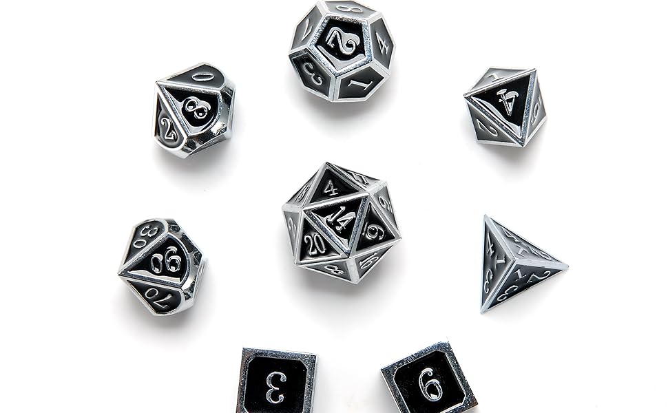 Harbor Loot Full Metal Dice Set Plus Extra D6 Total Eight