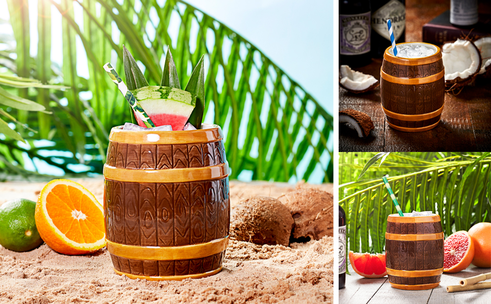 bardrinkstuff Ceramic Rum Barrel Tiki Mug 22.3oz / 635ml Creative