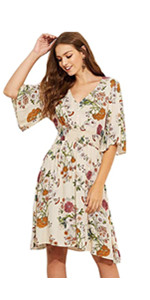 V Neck Floral Dress