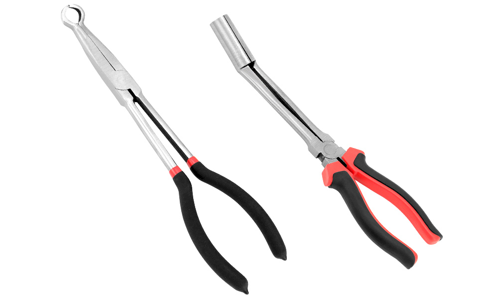 QWORK Car Spark Plug Wire Removal Pliers Tool, Sleeve Type Spark Plug Puller + Round