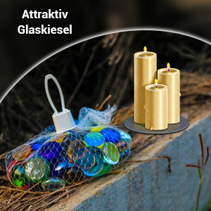 transparente Kieselsteine, Glas, hitzebeständig, feuerfest, Kristall, glatt poliert.