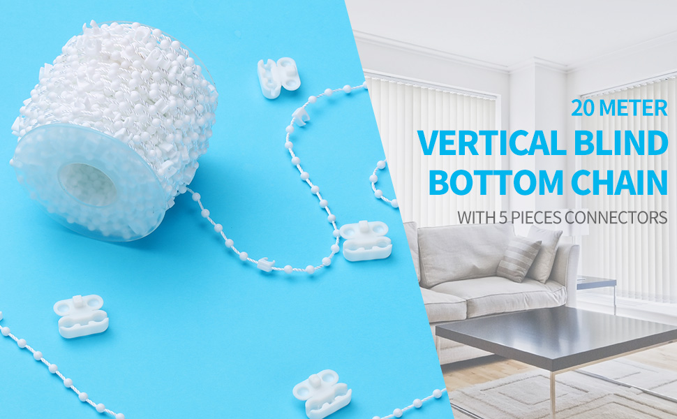 20 Meter Vertical Blind Bottom Chain with 5 Pieces Plastic Chain