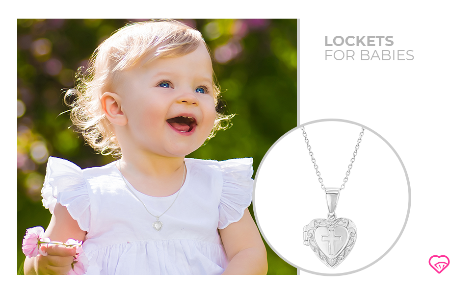 925 Sterling Silver 16" Cross Heart Locket Pendant Necklace