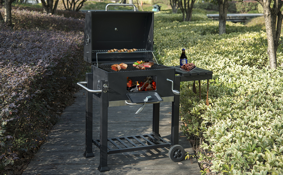 WOLTU Griglia A Carbone Portatile Con Ruote Barbecue BBQ Carbonella Grill Grande 13 Charcoal Barbecue