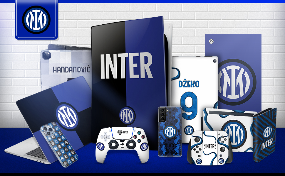 Head Case Designs Officially Licensed Inter Milan Blue and Black Full Logo Vinyl Faceplate Sticker Gaming Skin Decal Cover Compatible With Sony PlayStation 5 PS5 DualSense Controller 9 PS5 PS4 Playstation Head Case Designs
