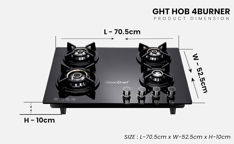 Greenchef GHT HOB Auto Ignition Glass Top Gas Stove (4 Burner) Amazon