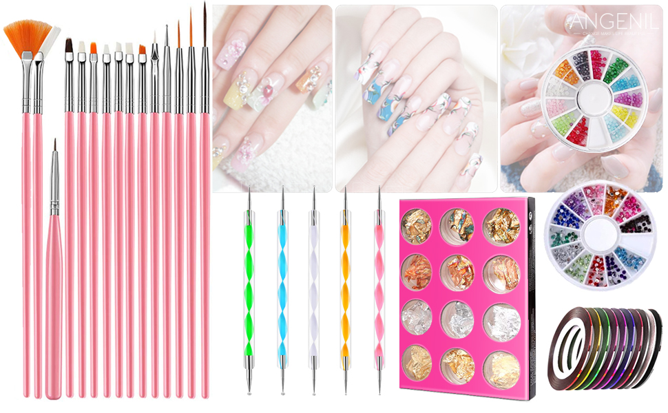 Professioneller Nagelstift mit 15-teiligen Nagellackpinseln,