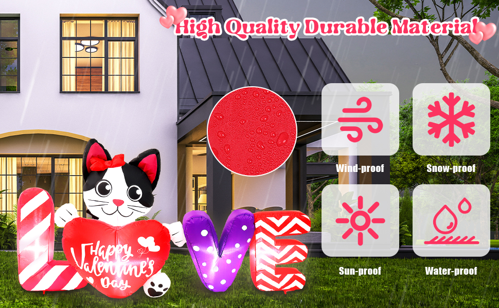 Coumy 6ft Valentine's Day Inflatables Outdoor Decorations for Yard, Cat