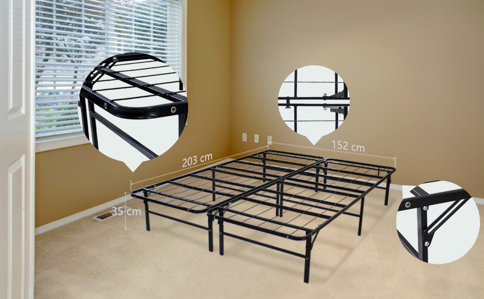 Todeco - Marco de Cama Plegable, Base de Cama de Metal - Material