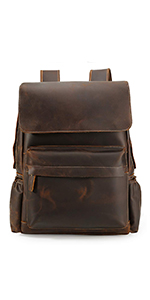 15.6 inch leather backpack