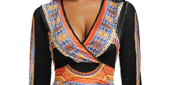 V NECK African print jumpsuit