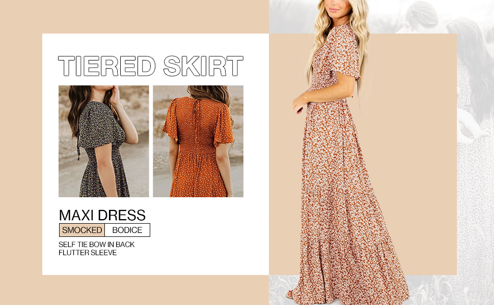 Smocked Ruffle Floral Maxi Dress