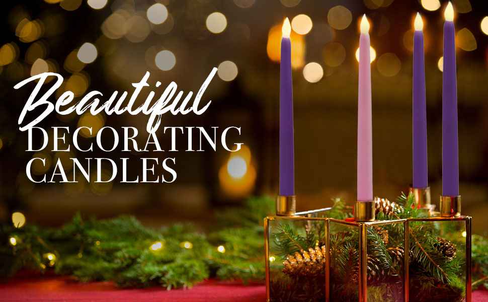 Flameless Advent Candles Set of 4 Remote and Batteries Included