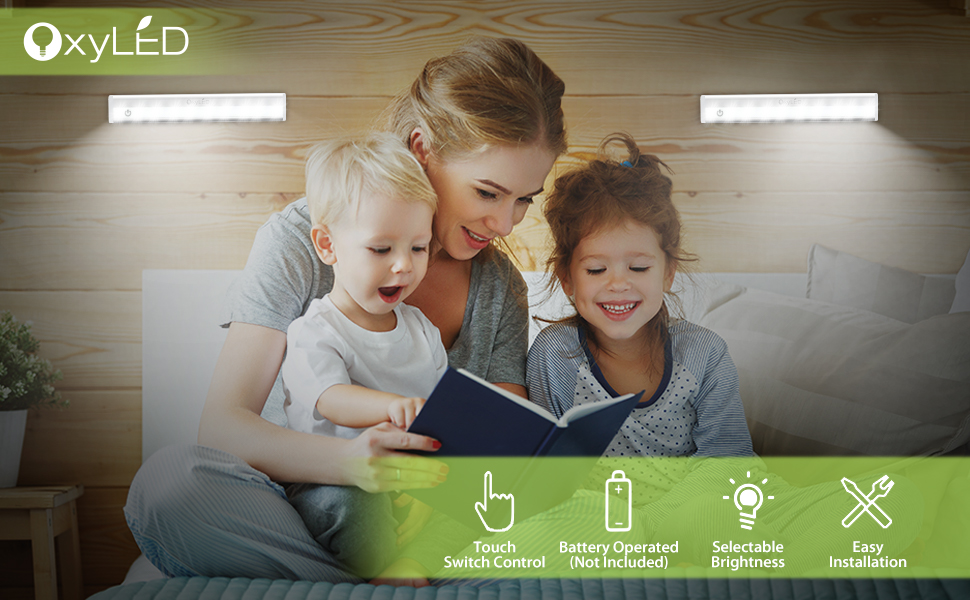 OxyLED Tape Closet Lights, Touch Light, 10 LED Dimmable Night Light