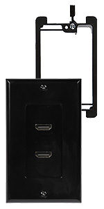 hdmi double wall plate black with bracket