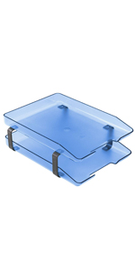 acrimet traditional letter tray 2 tier front load clear blue color