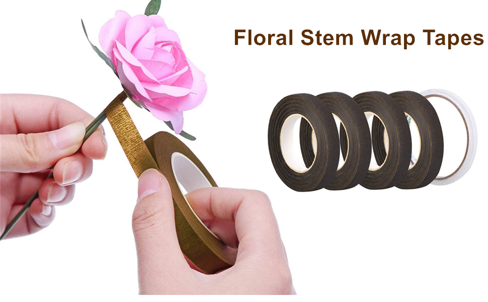 4 Roll 1/2 Inch Floral Stem Wrap Tapes for Wedding Bouquets, Flower Pens and
